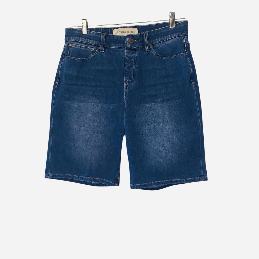 Soft Surroundings Denim Relaxed Shorts pull on Size M Stretch 2EE35